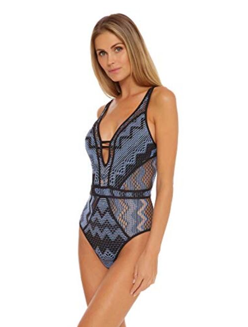 Becca by Rebecca Virtue Women's Reveal Show & Tell Plunge One Piece Swimsuit