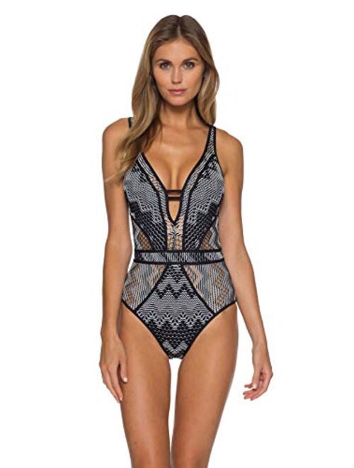 Becca by Rebecca Virtue Women's Reveal Show & Tell Plunge One Piece Swimsuit