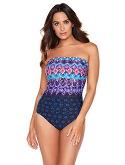 Women's Swimwear Strapless Bandeau Avanti Tummy Control Underwire One Piece Swimsuit