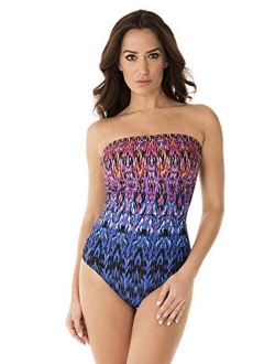 Women's Swimwear Strapless Bandeau Avanti Tummy Control Underwire One Piece Swimsuit