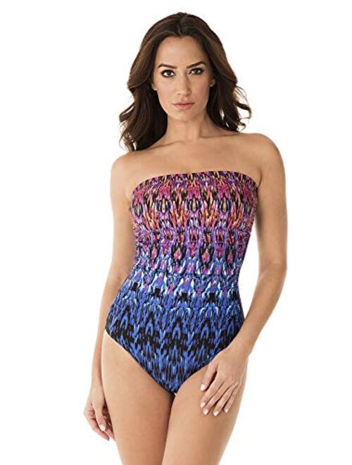 Miraclesuit Women's Swimwear Strapless Bandeau Avanti Tummy Control Underwire One Piece Swimsuit