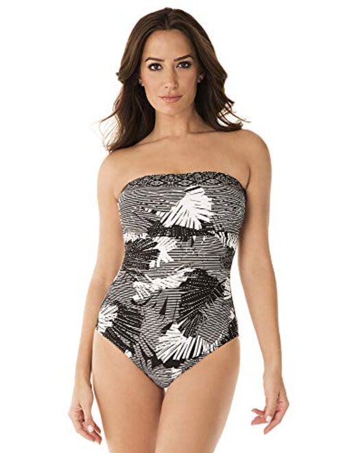 Miraclesuit Women's Swimwear Strapless Bandeau Avanti Tummy Control Underwire One Piece Swimsuit