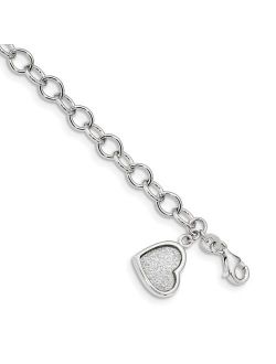 White Sterling Silver bracelet Charm Cable 7.5 in 5.34 mm