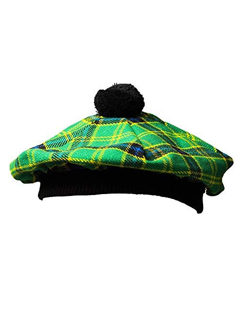 Scottish Traditional Tam o' Shanter Flat Bonnet Kilt Tammy Hat One Size in Many Tartans and Solid Colors Winter Hat
