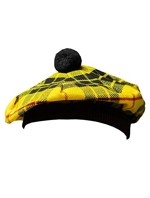 Scottish Traditional Tam o' Shanter Flat Bonnet Kilt Tammy Hat One Size in Many Tartans and Solid Colors Winter Hat