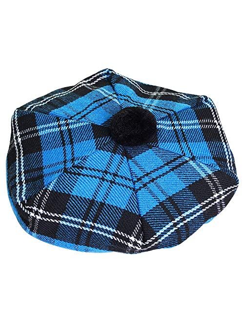 Scottish Traditional Tam o' Shanter Flat Bonnet Kilt Tammy Hat One Size in Many Tartans and Solid Colors Winter Hat