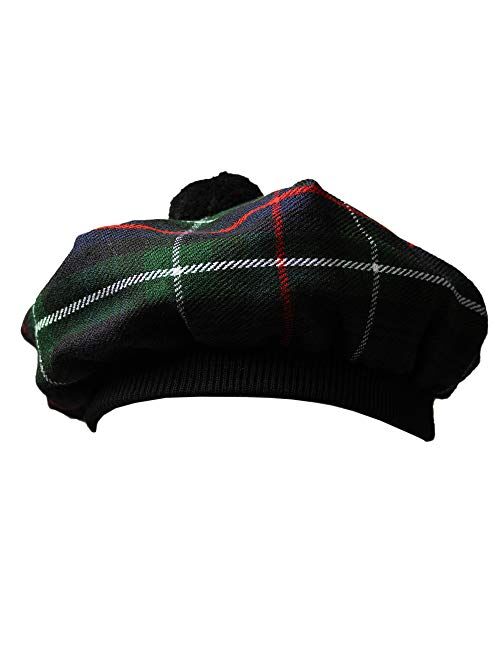 Scottish Traditional Tam o' Shanter Flat Bonnet Kilt Tammy Hat One Size in Many Tartans and Solid Colors Winter Hat