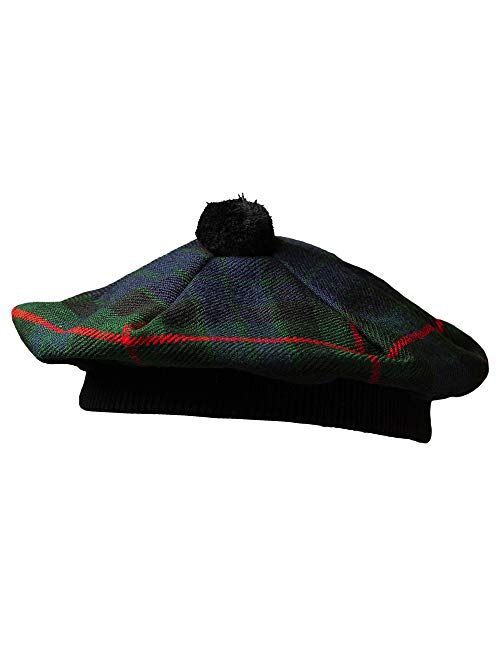 Scottish Traditional Tam o' Shanter Flat Bonnet Kilt Tammy Hat One Size in Many Tartans and Solid Colors Winter Hat