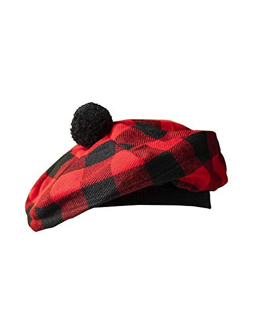 Scottish Traditional Tam o' Shanter Flat Bonnet Kilt Tammy Hat One Size in Many Tartans and Solid Colors Winter Hat