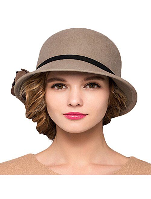 Maitose Women's Bow Wool Felt Bucket Hat