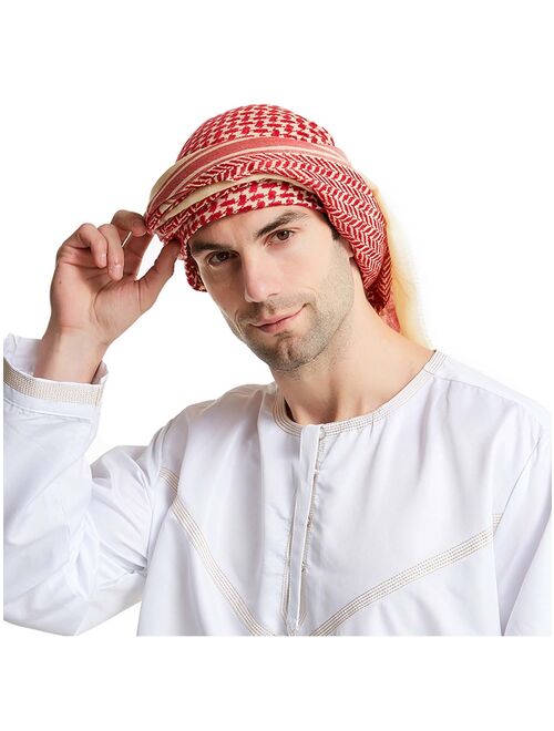 Buy Men Muslim Hijab Scarf Turban Islamic Keffiyeh Arab Headwrap Head ...