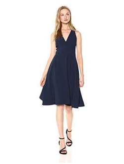 Dress the Population Women's Catalina Solid Sleeveless Fit & Flare Midi Dress