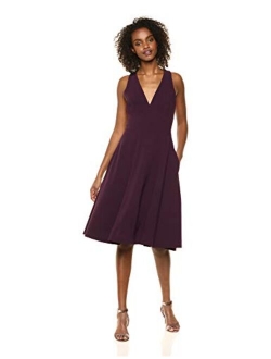 Dress the Population Women's Catalina Solid Sleeveless Fit & Flare Midi Dress