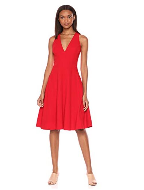 Dress the Population Women's Catalina Solid Sleeveless Fit & Flare Midi Dress