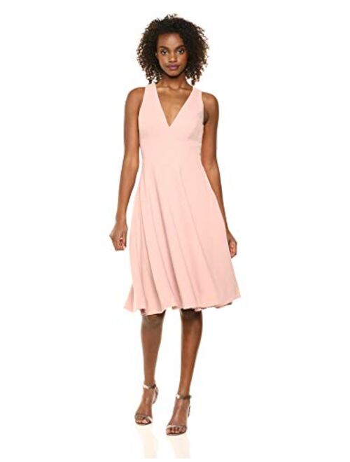 Dress the Population Women's Catalina Solid Sleeveless Fit & Flare Midi Dress