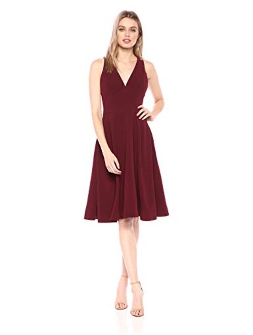 Dress the Population Women's Catalina Solid Sleeveless Fit & Flare Midi Dress