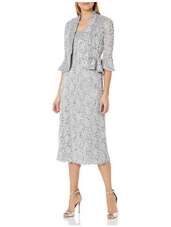 Women's Two Piece Lace Long Jacket Dress Missy