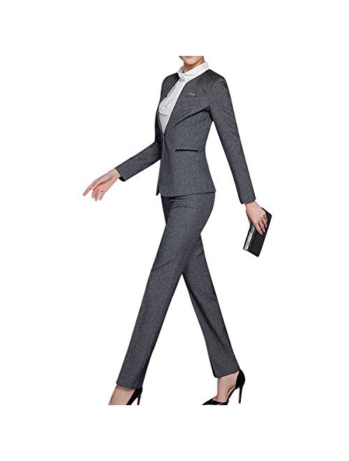 Women's 2 Piece Office Lady Suit Set Business Work Blazer Pants