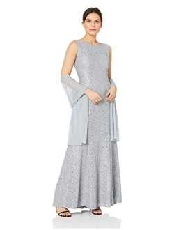 Women's Long Sleeveless Dress with Shawl