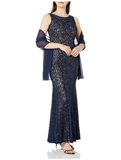 Women's Long Sleeveless Dress with Shawl