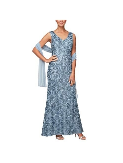 Women's Long Sleeveless Dress with Shawl