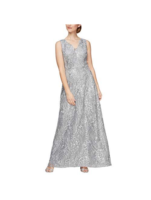 Alex Evenings Women's Long Sleeveless Dress with Shawl