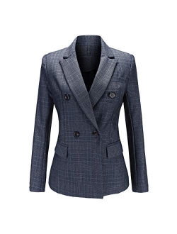 Women's Double Breasted Two Button Blazer Jacket Office Work Suit Jacket