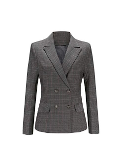 Women's Double Breasted Two Button Blazer Jacket Office Work Suit Jacket