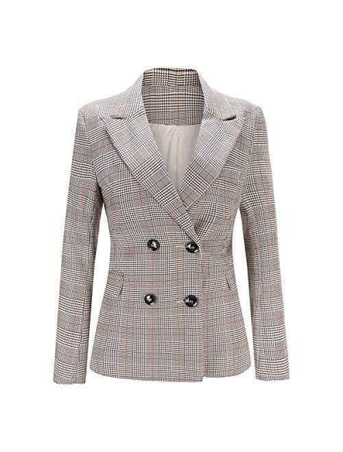 Women's Double Breasted Two Button Blazer Jacket Office Work Suit Jacket