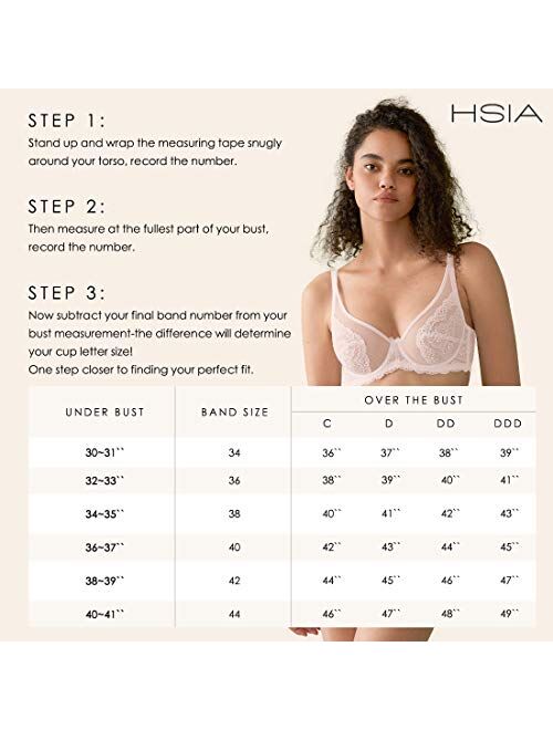 Buy HSIA Women's Underwire Bra Minimizer Lace Foral Bra Unlined Unpadded Plus  Size Full Coverage Bra 34C-44DDD online