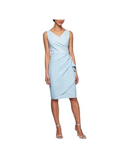 Women's Slimming Short Ruched Dress with Ruffle (Petite and Regular)
