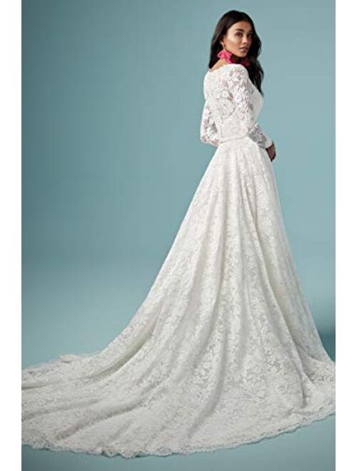 YMSHA Women's Beach Wedding Dresses for Bride 2021 Boho Long Lace Bridal Gowns for Wedding YMS041