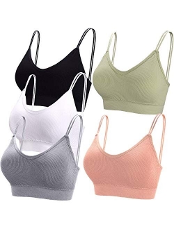 BQTQ 5 Pcs V Neck Tube Top Bra Padded Camisole Bra for Women Seamless Bralettes