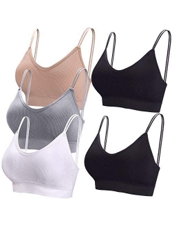 BQTQ 5 Pcs V Neck Tube Top Bra Padded Camisole Bra for Women Seamless Bralettes