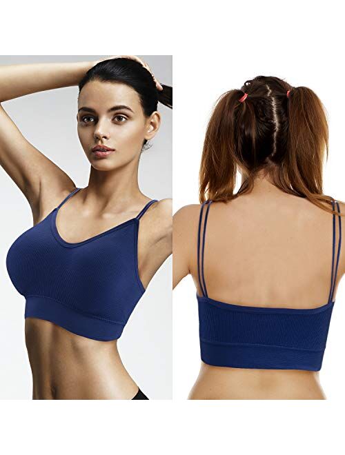 BQTQ 5 Pcs V Neck Tube Top Bra Padded Camisole Bra for Women Seamless Bralettes