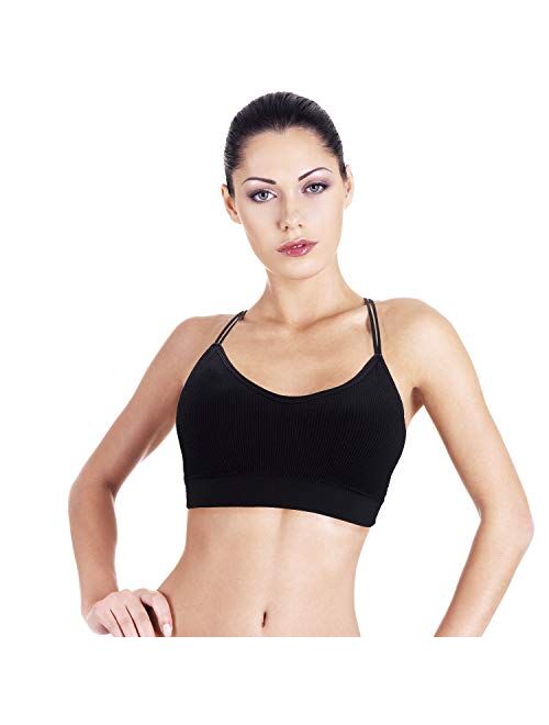 BQTQ 5 Pcs V Neck Tube Top Bra Padded Camisole Bra for Women Seamless Bralettes