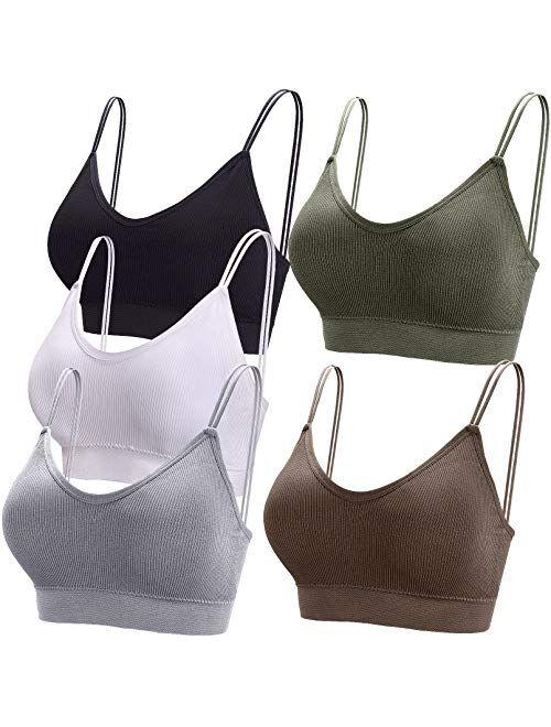 BQTQ 5 Pcs V Neck Tube Top Bra Padded Camisole Bra for Women Seamless Bralettes