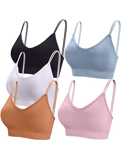 BQTQ 5 Pcs V Neck Tube Top Bra Padded Camisole Bra for Women Seamless Bralettes