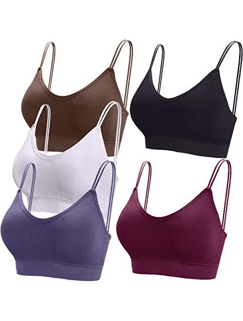 BQTQ 5 Pcs V Neck Tube Top Bra Padded Camisole Bra for Women Seamless Bralettes