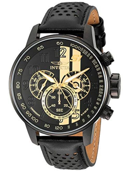 Invicta Men's S1 Rally 48mm Stainless Steel Chronograph Quartz Watch with Black Leather Band, Black (Model: 19289)