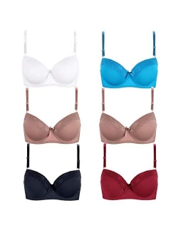 Romals Plus Size Underwire Bra for Women's Push up Bra Set of 6 Pack of Sexy Full Cup Bra