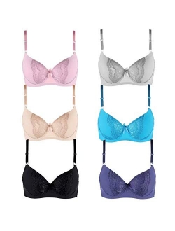 Romals Plus Size Underwire Bra for Women's Push up Bra Set of 6 Pack of Sexy Full Cup Bra