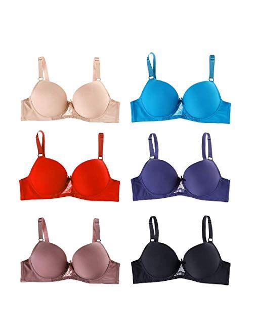 Romals Plus Size Underwire Bra for Women's Push up Bra Set of 6 Pack of Sexy Full Cup Bra