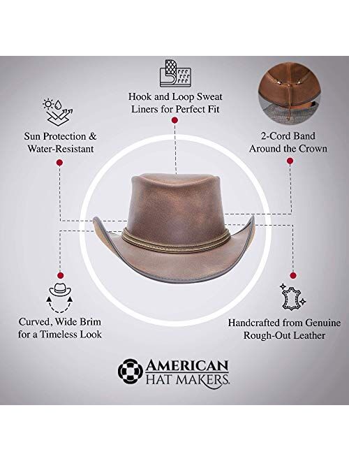 American Hat Makers Reno Leather Cowboy Hat with 2 Cord Band — Handcrafted