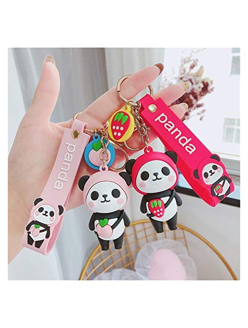 YSDSPTG Keychain Creative Cartoon Keychain Cute Panda Silicone Animal Doll Keyring Key Chain Car Key Backpack Pendant Trinket Women Men Gift Interior Accessories (Color :