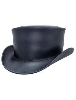 American Hat Makers Marlow Leather Top Hat — Handcrafted, Genuine Leather, Victorian Steampunk Hatter