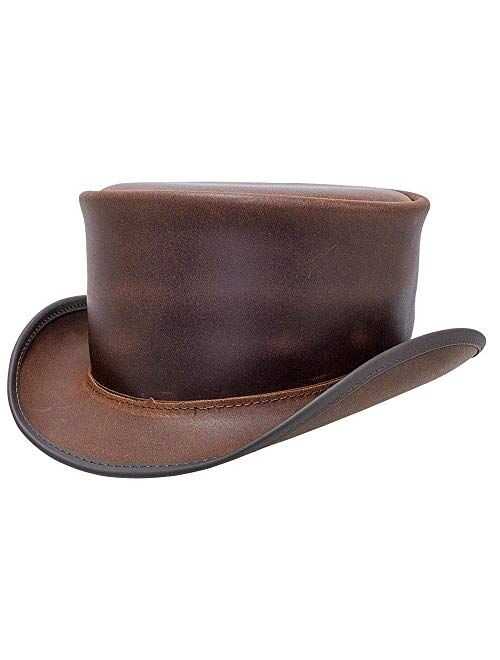 American Hat Makers Marlow Leather Top Hat — Handcrafted, Genuine Leather, Victorian Steampunk Hatter