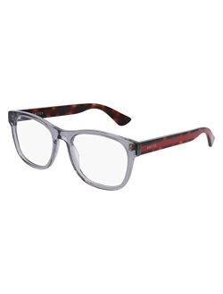 0004O 004 Transparent Light Grey Plastic Square Eyeglasses 53mm