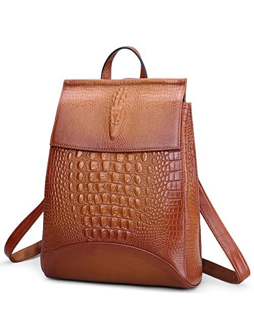 Coolcy Women Real Leather Backpack Shoulder Bag