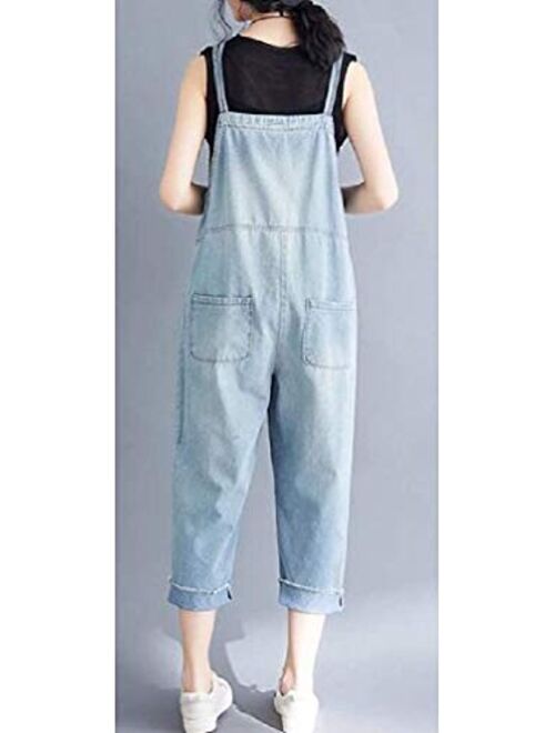 Women's Jeans Pants Jumpsuit Romper Girls Loose Fit Summer Denim Big Overalls